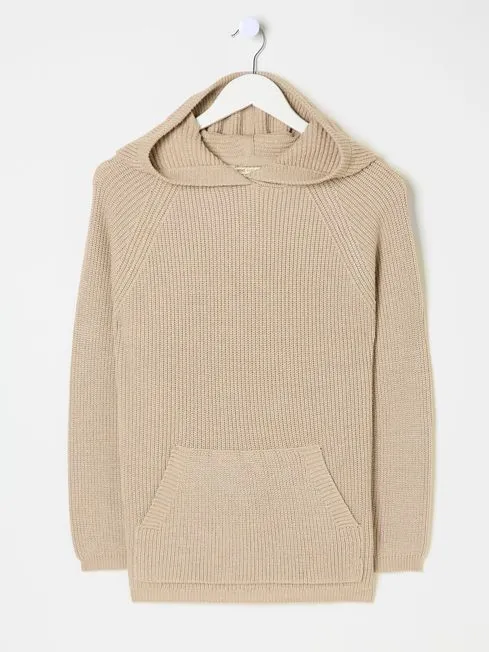 Women Fatface Loungewear Knitted Oatmeal Lounge Hoodie