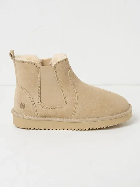 Women Fatface Pajamas and Nightwear Mabel Light Natural Suede Slipper Boots