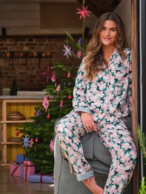 Women Fatface Pajamas and Nightwear Pink Floral Pyjama Set