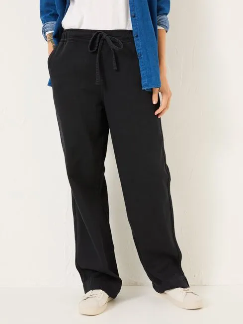 Women Fatface Pants and Leggings Ashby Charcoal Grey Wide Leg 100 Cotton Trousers