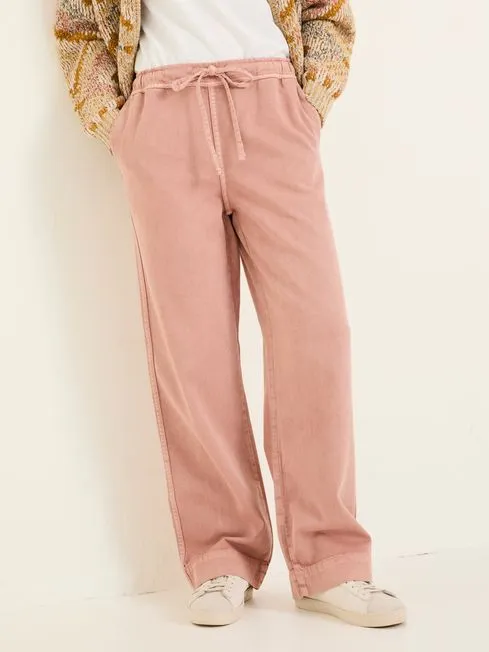 Women Fatface Pants and Leggings Ashby Pink Wide Leg 100 Cotton Trousers