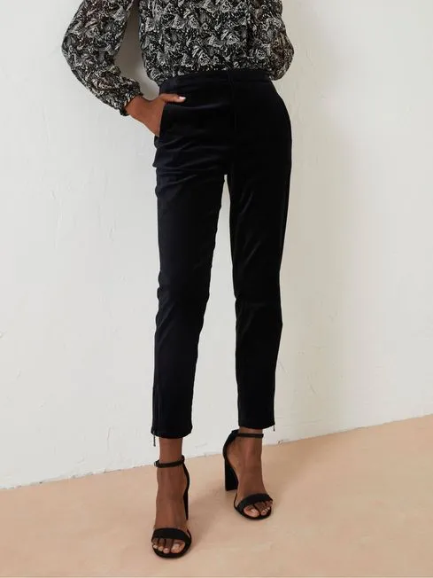 Women Fatface Pants and Leggings Black Isobelle Velvet Trousers