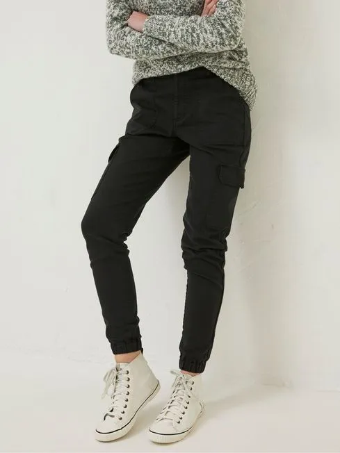Women Fatface Pants and Leggings Hythe Black Cargo Trousers