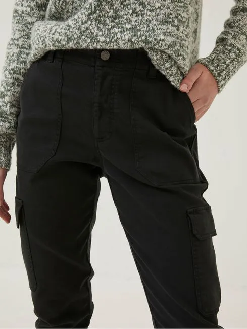 Women Fatface Pants and Leggings Hythe Black Cargo Trousers