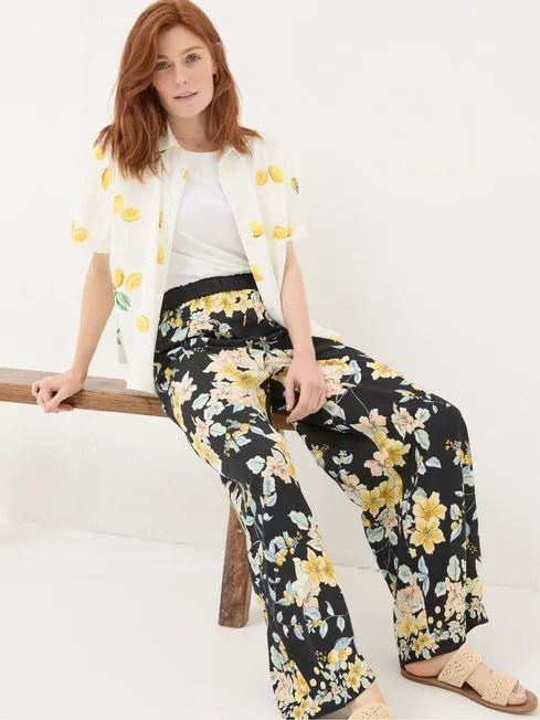 Women Fatface Pants and Leggings Jenna Black Citrus Floral Trousers Women Fatface Pants and Leggings Jenna Black Citrus Floral Trousers