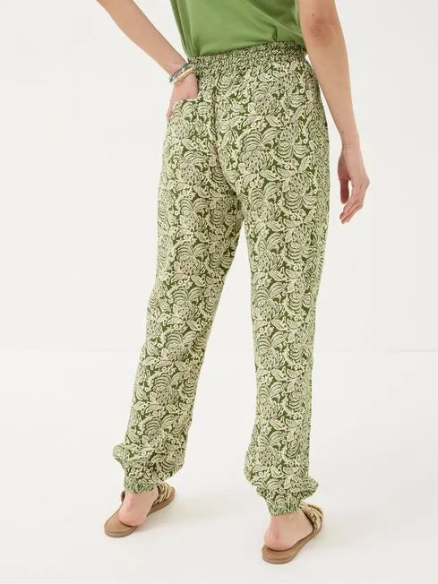 Women Fatface Pants and Leggings Lyme Green Damask Floral Cuffed Trousers
