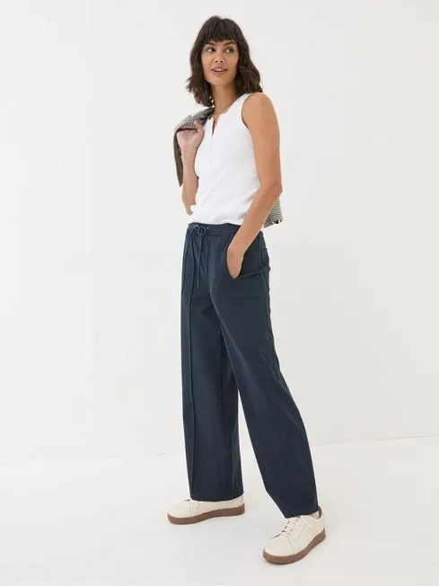 Women Fatface Pants and Leggings Navy Ely Wide Leg Trousers