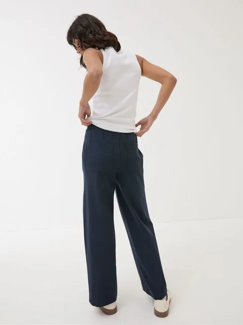 Women Fatface Pants and Leggings Navy Ely Wide Leg Trousers Women Fatface Pants and Leggings Navy Ely Wide Leg Trousers