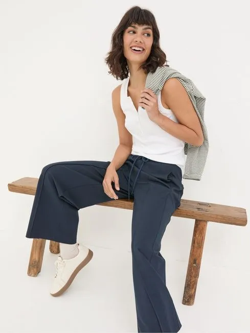 Women Fatface Pants and Leggings Navy Ely Wide Leg Trousers Women Fatface Pants and Leggings Navy Ely Wide Leg Trousers