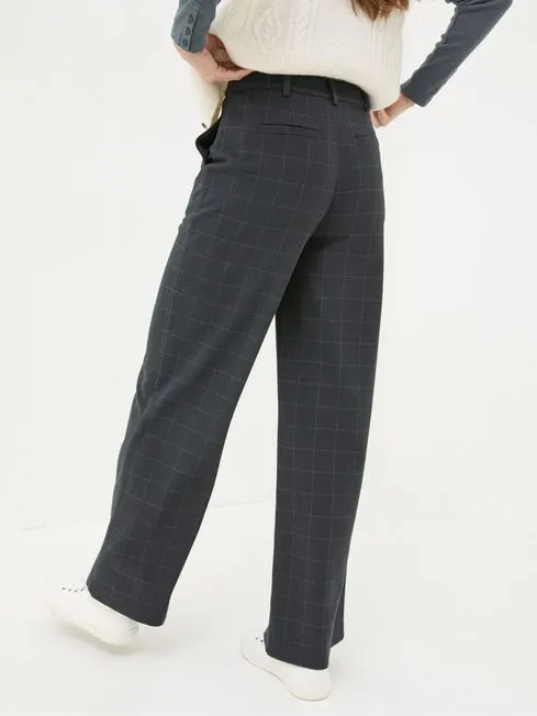 Women Fatface Pants and Leggings Presley Grey Herringbone Trousers