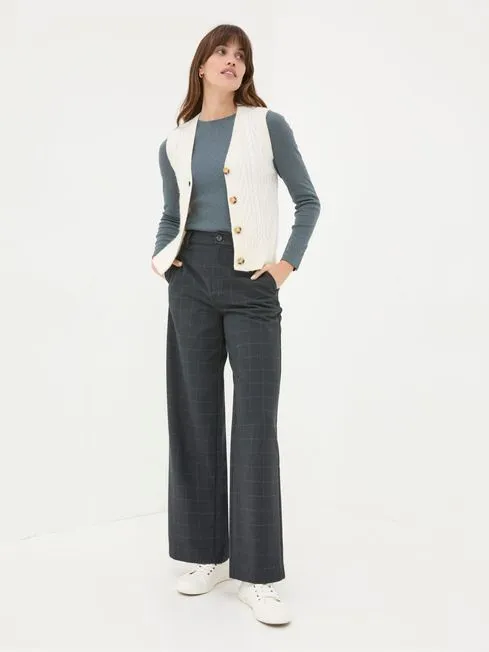 Women Fatface Pants and Leggings Presley Grey Herringbone Trousers