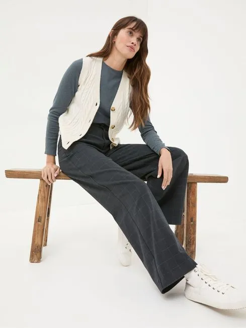 Women Fatface Pants and Leggings Presley Grey Herringbone Trousers