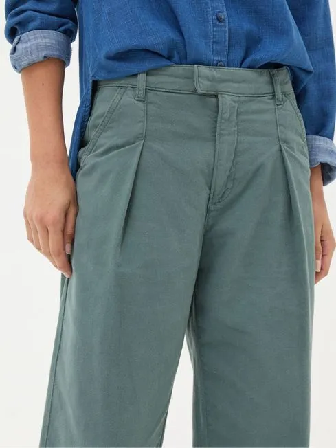 Women Fatface Pants and Leggings Saffron Blue Wide Leg Twill Trousers