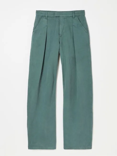 Women Fatface Pants and Leggings Saffron Blue Wide Leg Twill Trousers