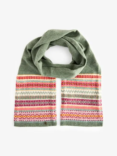Women Fatface Scarves Green Fairisle Lambswool Scarf