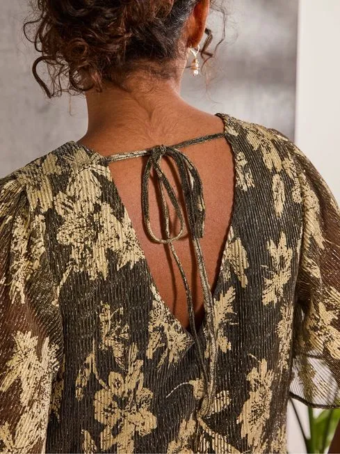 Women Fatface Shirts and Blouses Alba Gold Foil Plisse Top