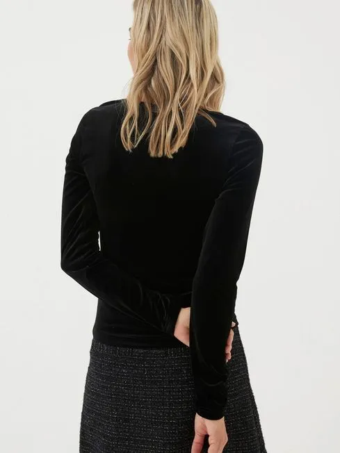 Women Fatface Shirts and Blouses Black Valerie Velvet Top Women Fatface Shirts and Blouses Black Valerie Velvet Top