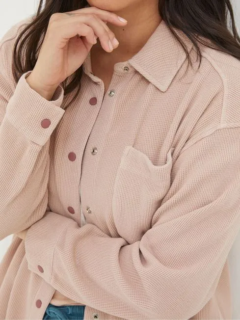 Women Fatface Shirts and Blouses Liza Pink Waffle Shirt Women Fatface Shirts and Blouses Liza Pink Waffle Shirt