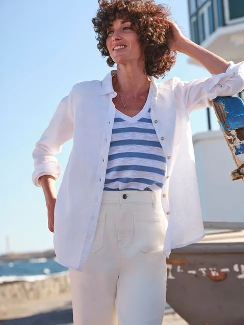 Women Fatface Shirts and Blouses Olivia White Linen Shirt