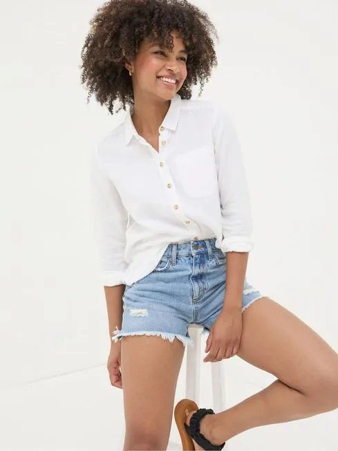 Women Fatface Shirts and Blouses Olivia White Linen Shirt Women Fatface Shirts and Blouses Olivia White Linen Shirt