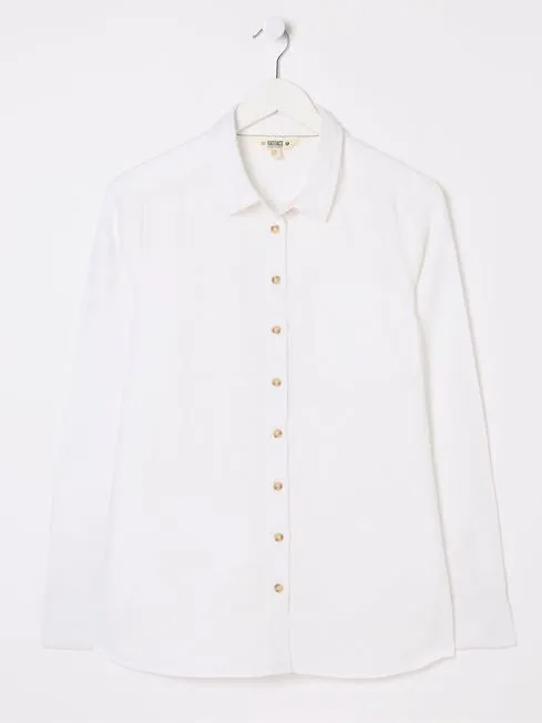 Women Fatface Shirts and Blouses Olivia White Linen Shirt Women Fatface Shirts and Blouses Olivia White Linen Shirt