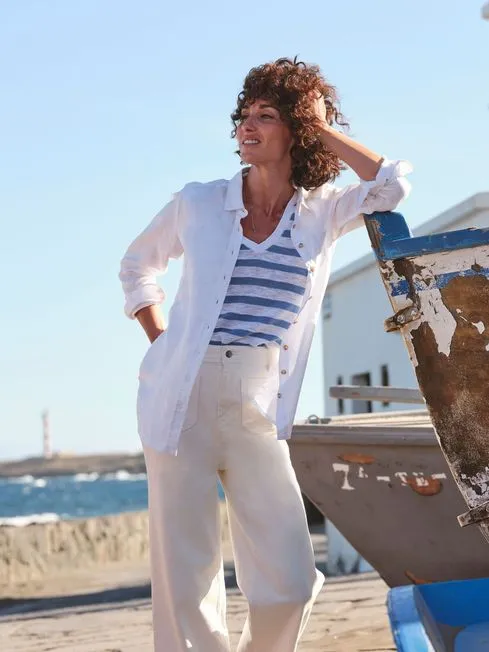 Women Fatface Shirts and Blouses Olivia White Linen Shirt Women Fatface Shirts and Blouses Olivia White Linen Shirt