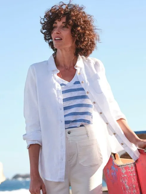 Women Fatface Shirts and Blouses Olivia White Linen Shirt Women Fatface Shirts and Blouses Olivia White Linen Shirt
