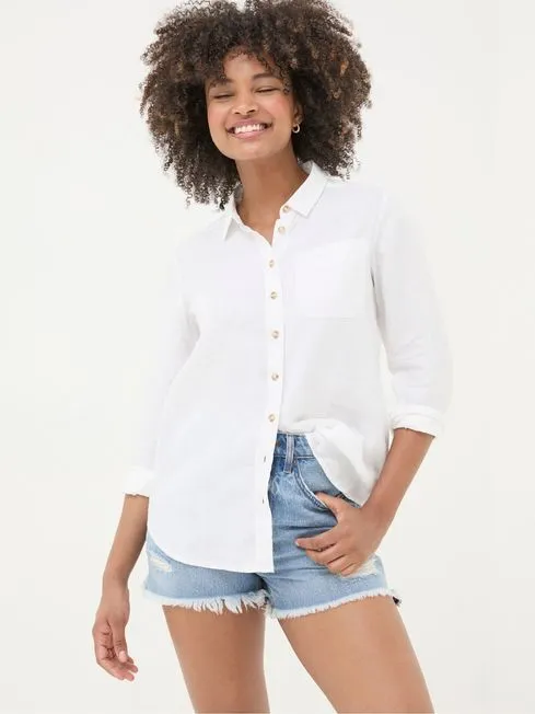 Women Fatface Shirts and Blouses Olivia White Linen Shirt Women Fatface Shirts and Blouses Olivia White Linen Shirt