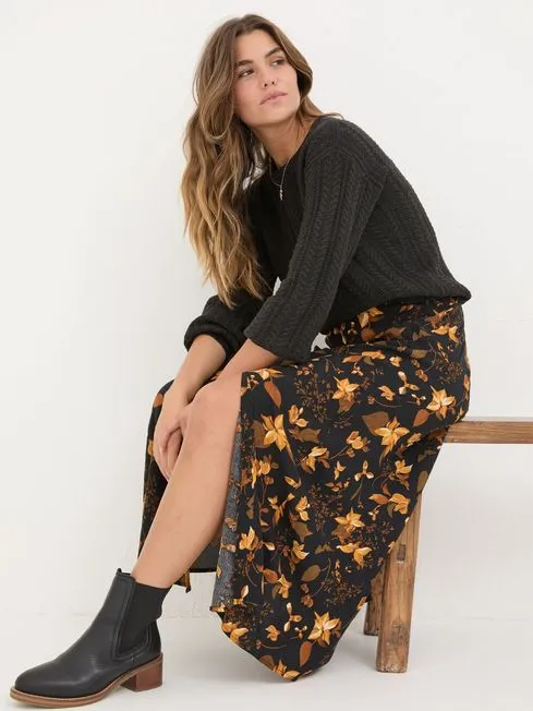 Women Fatface Skirts Black Willa Floral Skirt Women Fatface Skirts Black Willa Floral Skirt