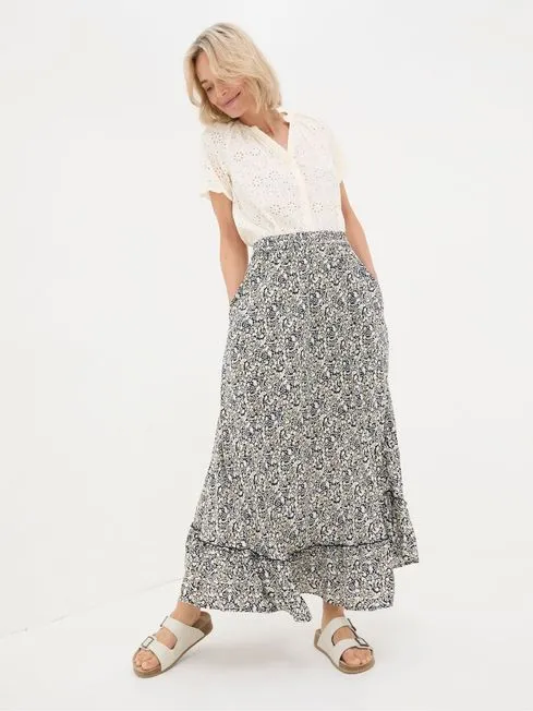 Women Fatface Skirts Lissy Black Inlay Floral Maxi Skirt