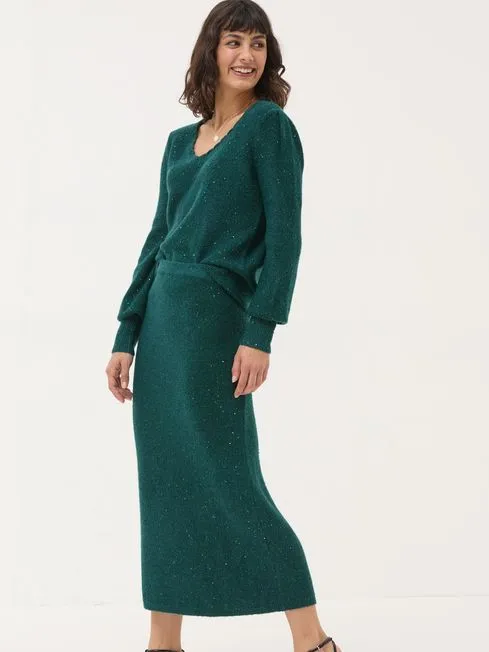 Women Fatface Skirts Teal Blue Sequin Knit Skirt Women Fatface Skirts Teal Blue Sequin Knit Skirt