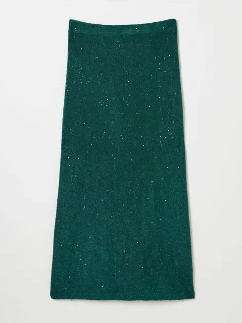 Women Fatface Skirts Teal Blue Sequin Knit Skirt Women Fatface Skirts Teal Blue Sequin Knit Skirt