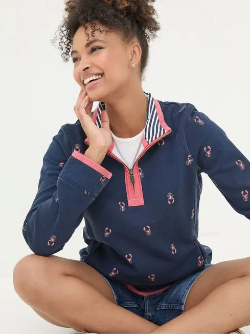 Women Fatface Sweatshirts and Hoodies Airlie Blue Lobster Sweat Top