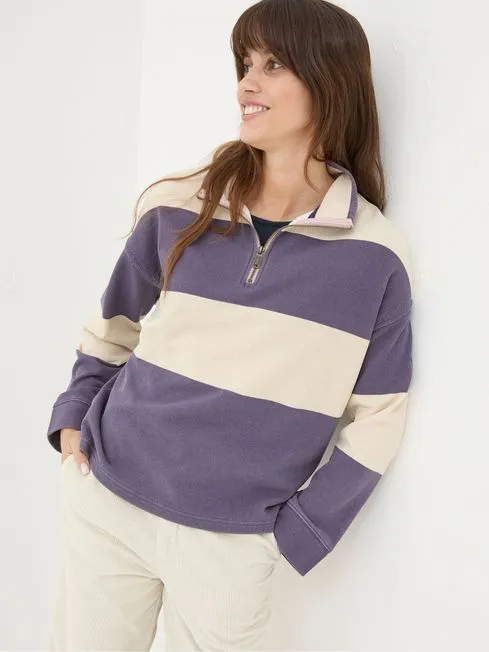 Women Fatface Sweatshirts and Hoodies Airlie Purple Striped Sweat Top