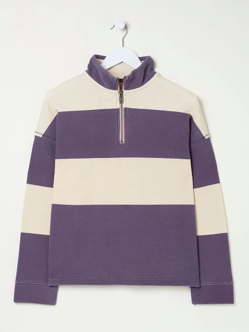 Women Fatface Sweatshirts and Hoodies Airlie Purple Striped Sweat Top