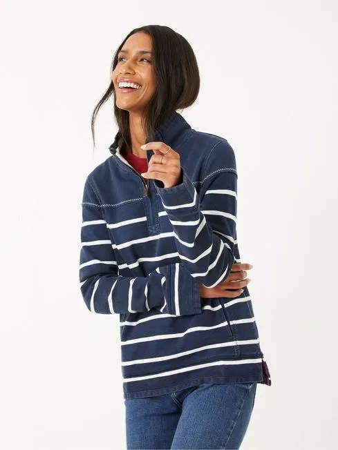 Women Fatface Sweatshirts and Hoodies Blue Airlie Classic Breton Sweatshirt