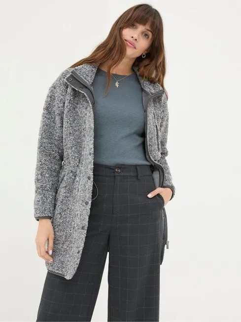 Women Fatface Sweatshirts and Hoodies Hadley Grey Fleece Jacket