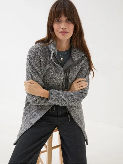 Women Fatface Sweatshirts and Hoodies Hadley Grey Fleece Jacket