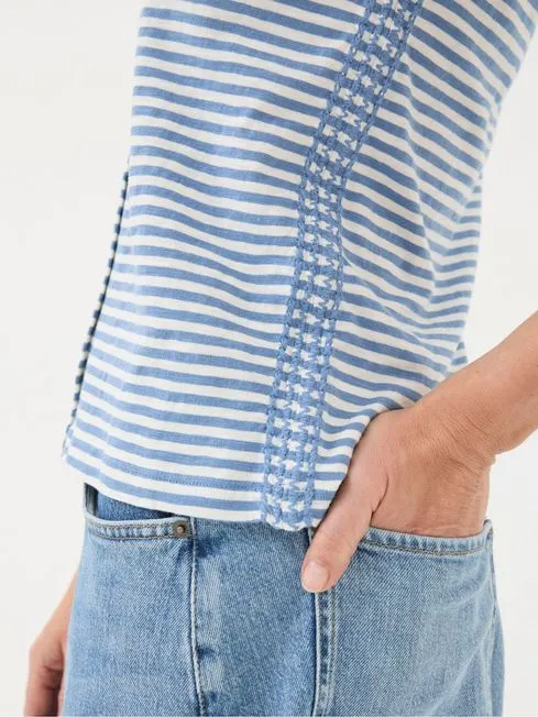 Women Fatface Tops and TShirts Claudia Blue Stripe Button Tank Women Fatface Tops and TShirts Claudia Blue Stripe Button Tank