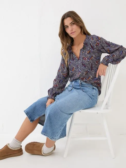 Women Fatface Tops and TShirts Dark Navy Lil Print Blouse Women Fatface Tops and TShirts Dark Navy Lil Print Blouse