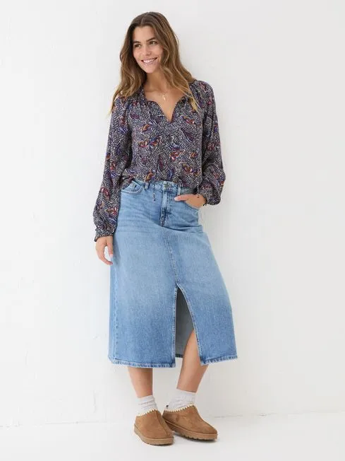 Women Fatface Tops and TShirts Dark Navy Lil Print Blouse Women Fatface Tops and TShirts Dark Navy Lil Print Blouse
