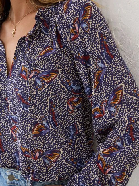 Women Fatface Tops and TShirts Dark Navy Lil Print Blouse Women Fatface Tops and TShirts Dark Navy Lil Print Blouse