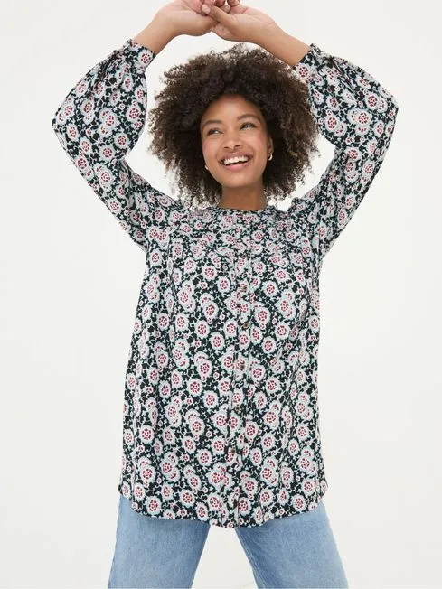 Women Fatface Tops and TShirts Jodie Black Wild Floral Tunic