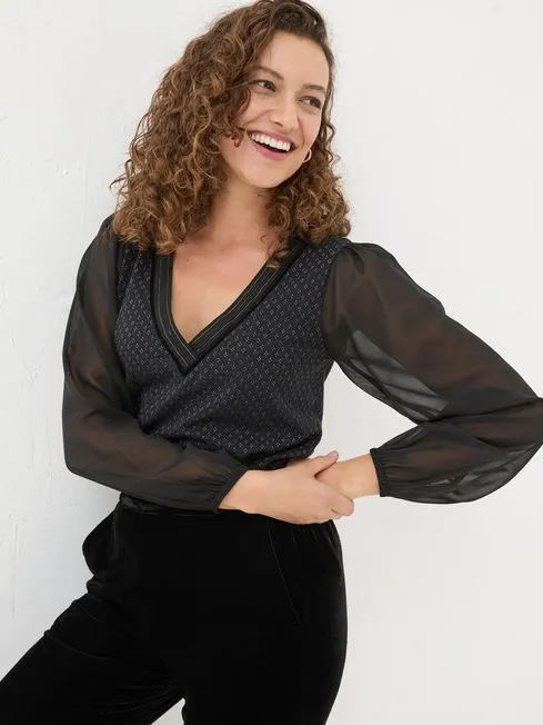 Women Fatface Tops and TShirts Margot Black Top