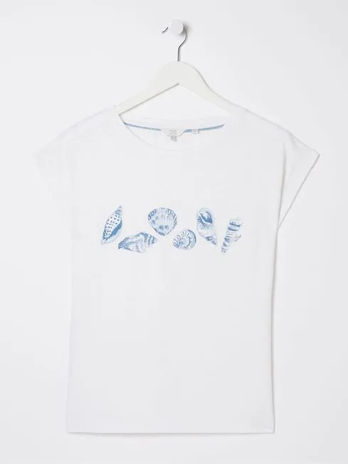 Women Fatface Tops and TShirts White Shell Graphic TShirt Women Fatface Tops and TShirts White Shell Graphic TShirt