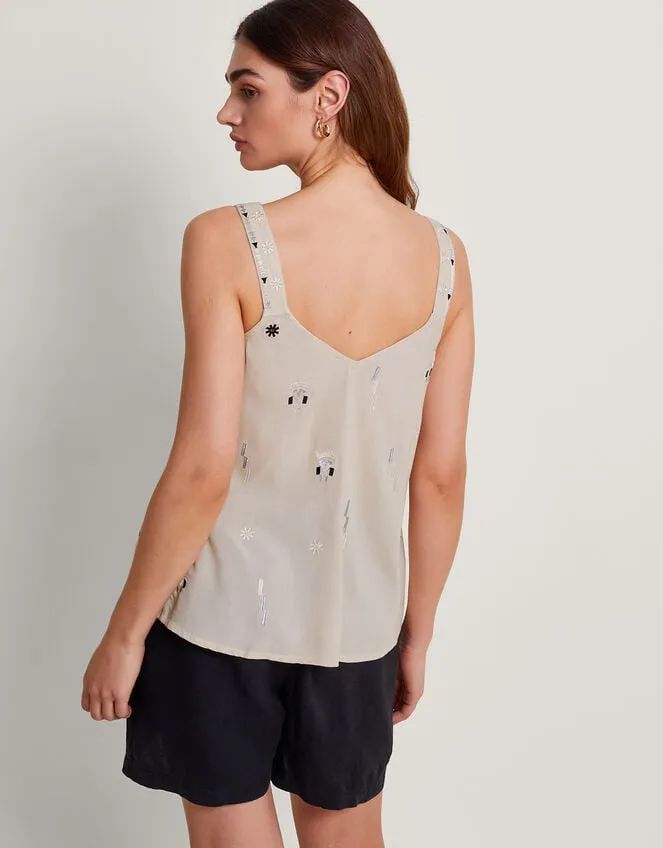 Women Fia Embroidered Cami Ivory Monsoon Tops and Blouses