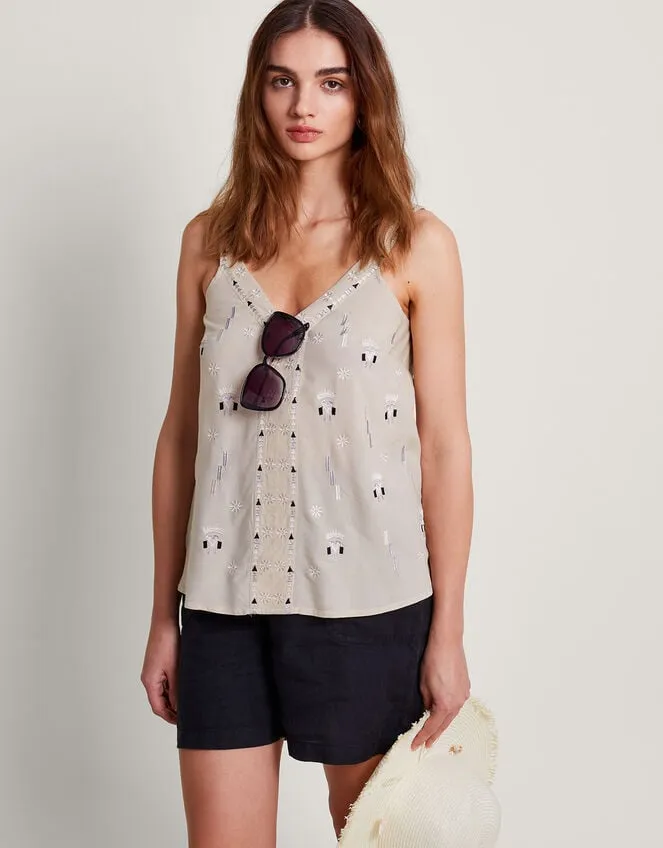 Women Fia Embroidered Cami Ivory Monsoon Tops and Blouses