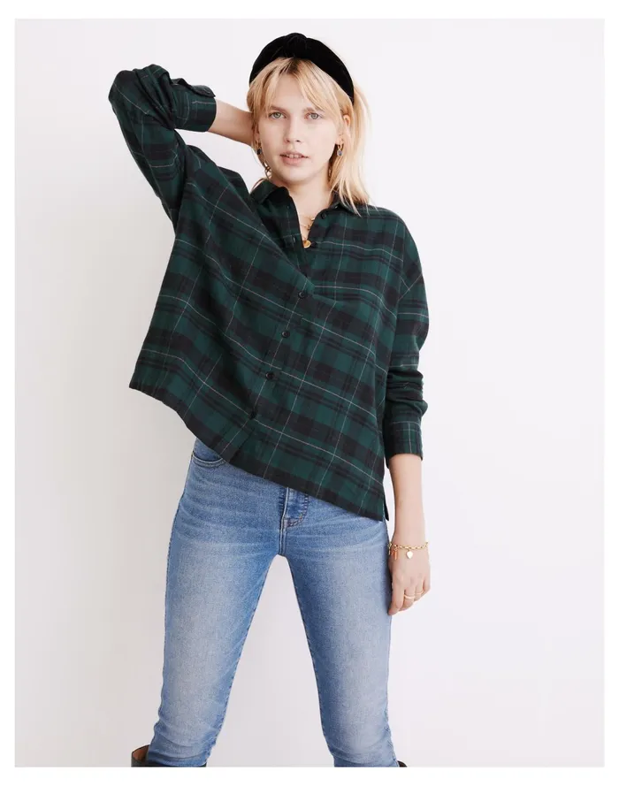 Women Flannel Westlake Shirt In Deveny Plaid Smoky Spruce Madewell Tops and Shirts