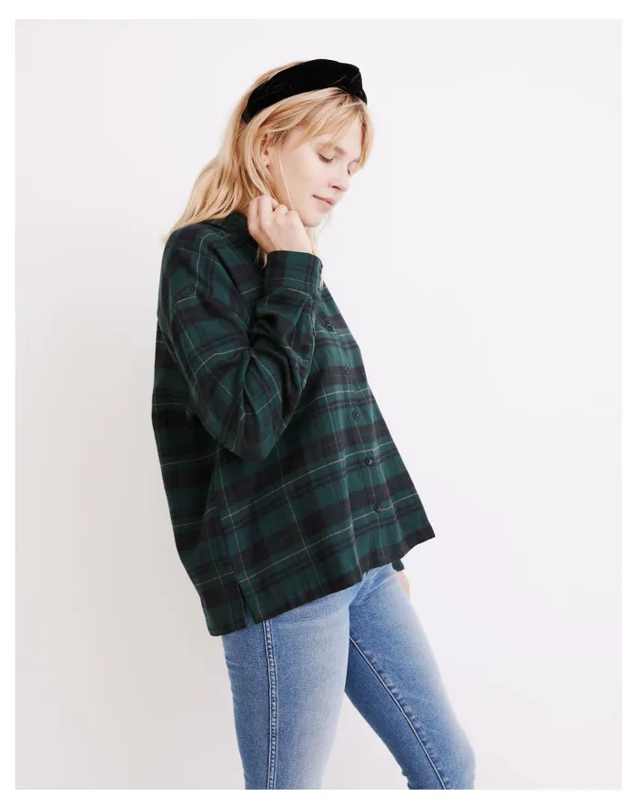 Women Flannel Westlake Shirt In Deveny Plaid Smoky Spruce Madewell Tops and Shirts Women Flannel Westlake Shirt In Deveny Plaid Smoky Spruce Madewell Tops and Shirts