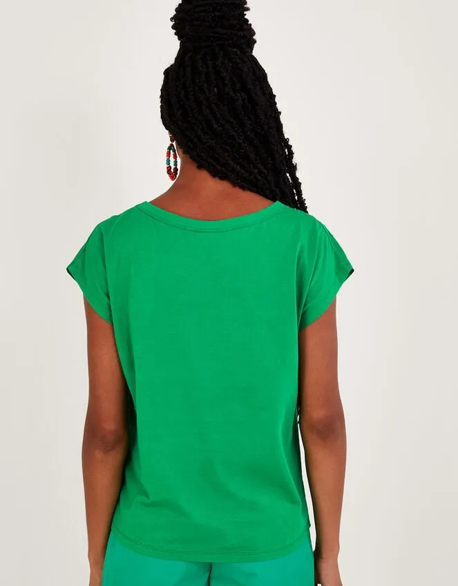 Women Floral CutOut TShirt Green Monsoon Tops and Blouses
